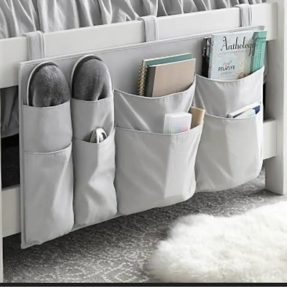 NEW Pottery Barn Gray Hanging Bedside Pocket Organizer
